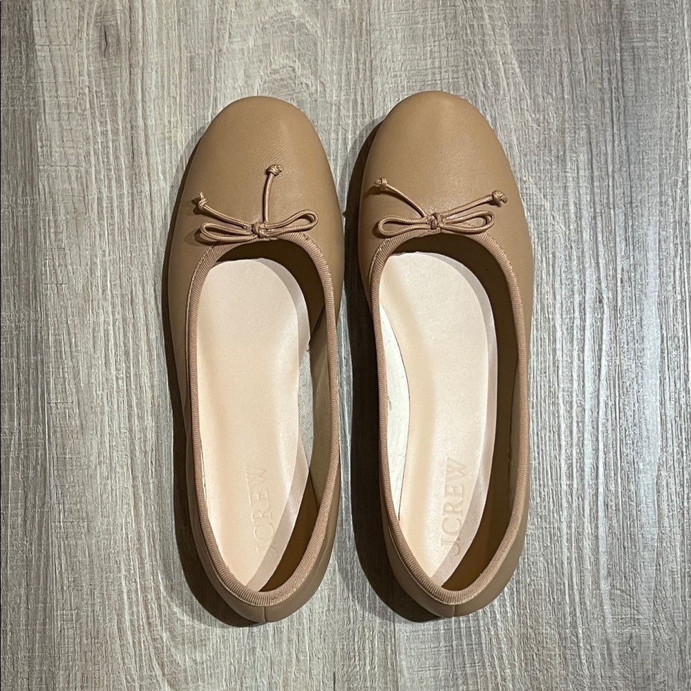 J. Crew Tan Bow Ballet Flats